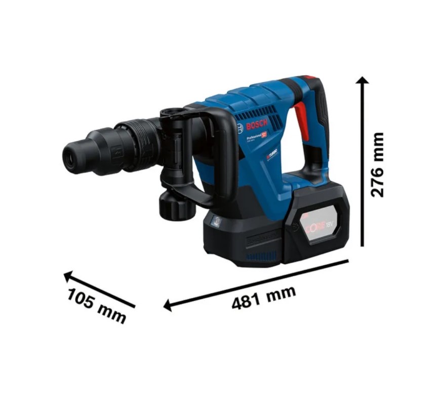 Bosch GSH 18V-5 Professional Cordless Demolition Hammer with SDS Max – High Performance Brushless Motor, Heavy Duty Concrete Breaker, Portable Construction Tool for Industrial Use and Renovation Projects